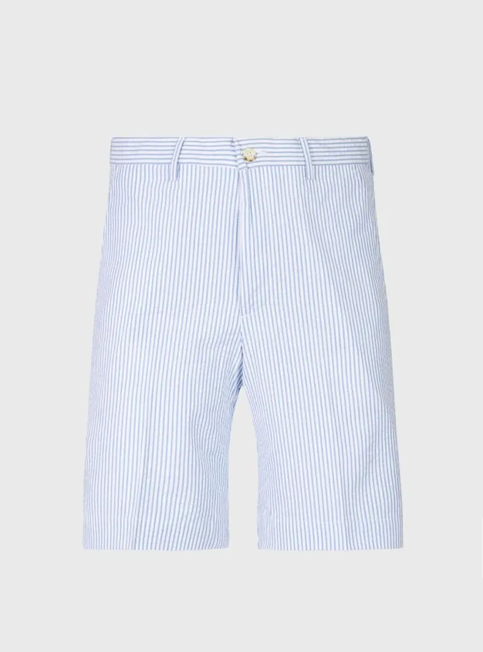 Men Paul Stuart Shorts and Swim Trunks Cotton Seersucker Walk Short Blue