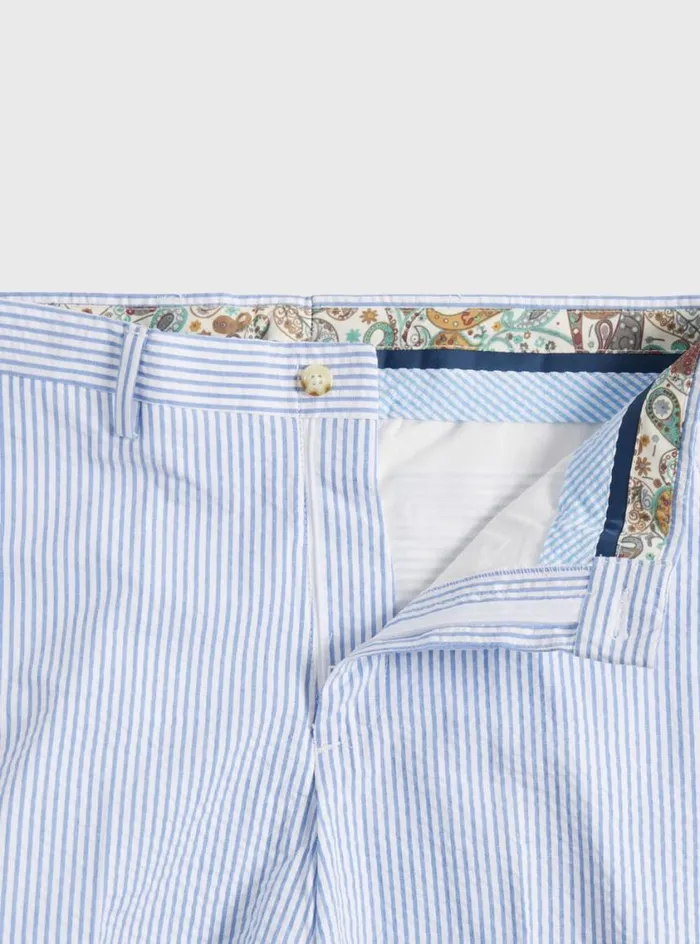 Men Paul Stuart Shorts and Swim Trunks Cotton Seersucker Walk Short Blue