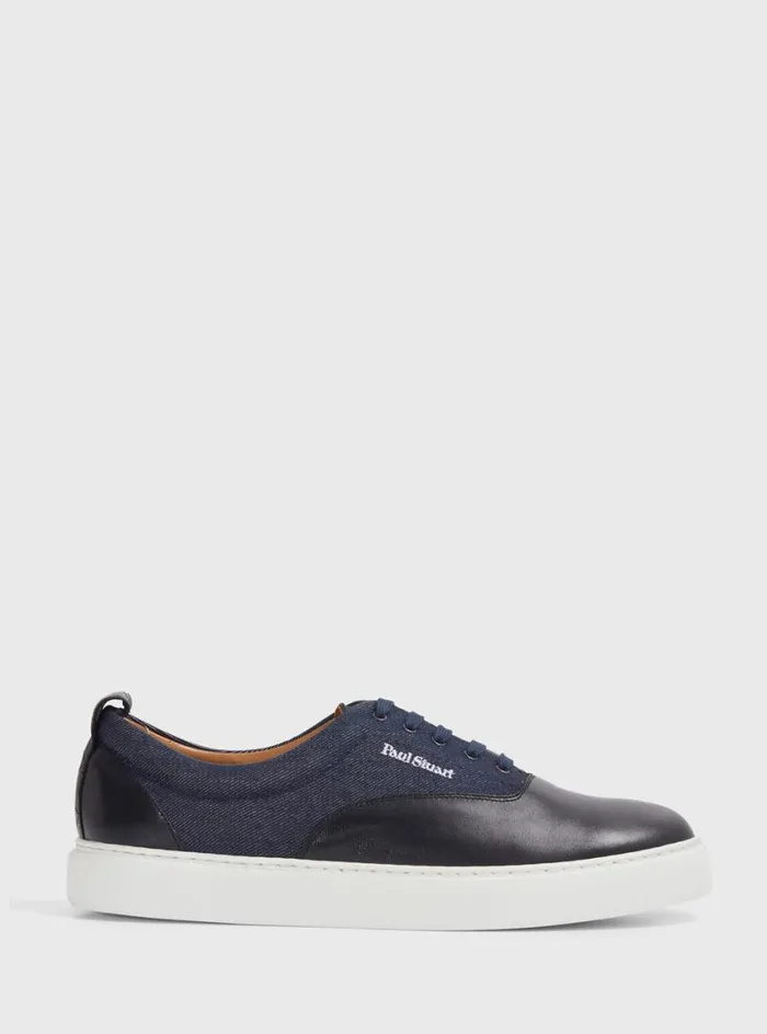 Men Paul Stuart Sneakers Star Leather And Denim Sneaker Oxford