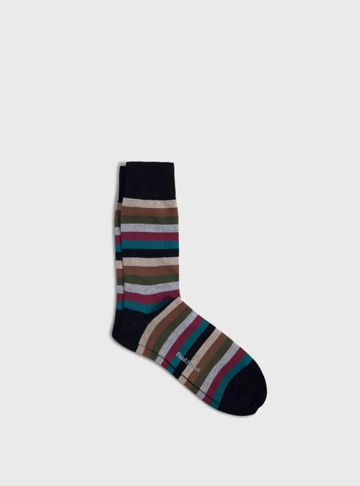 Men Paul Stuart Socks Colorful Stripe Sock Black