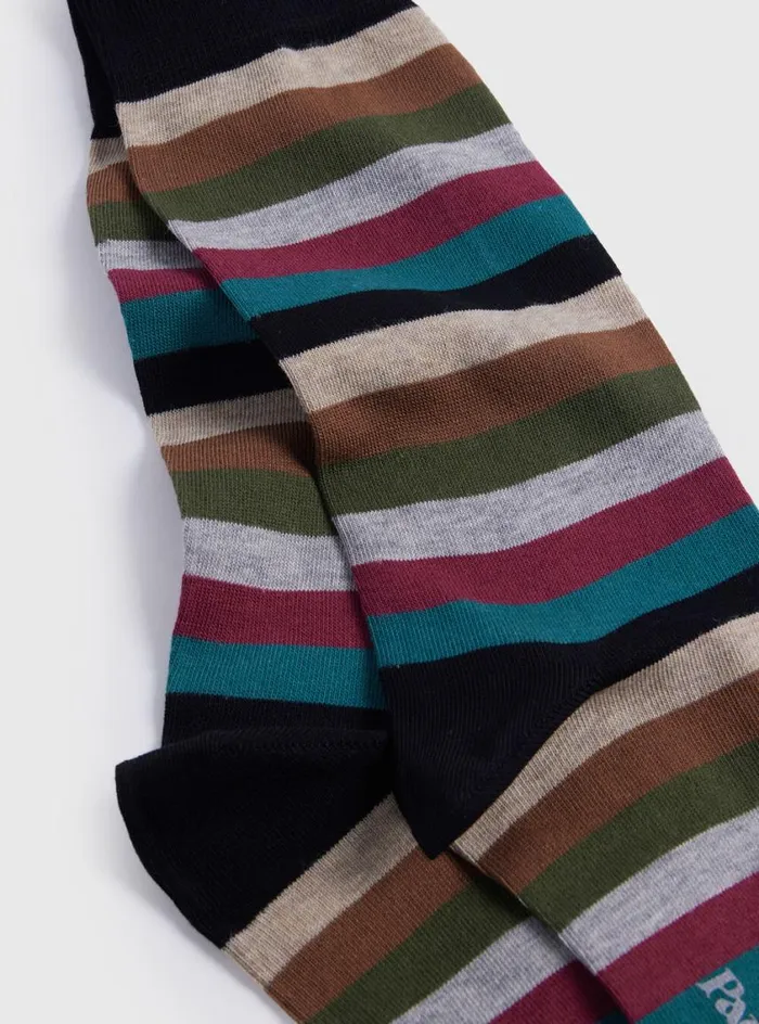 Men Paul Stuart Socks Colorful Stripe Sock Black