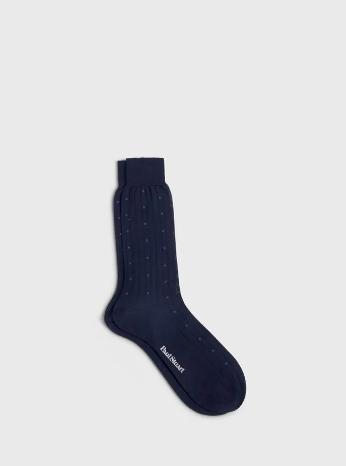 Men Paul Stuart Socks Cotton Deco Sock Navypurple