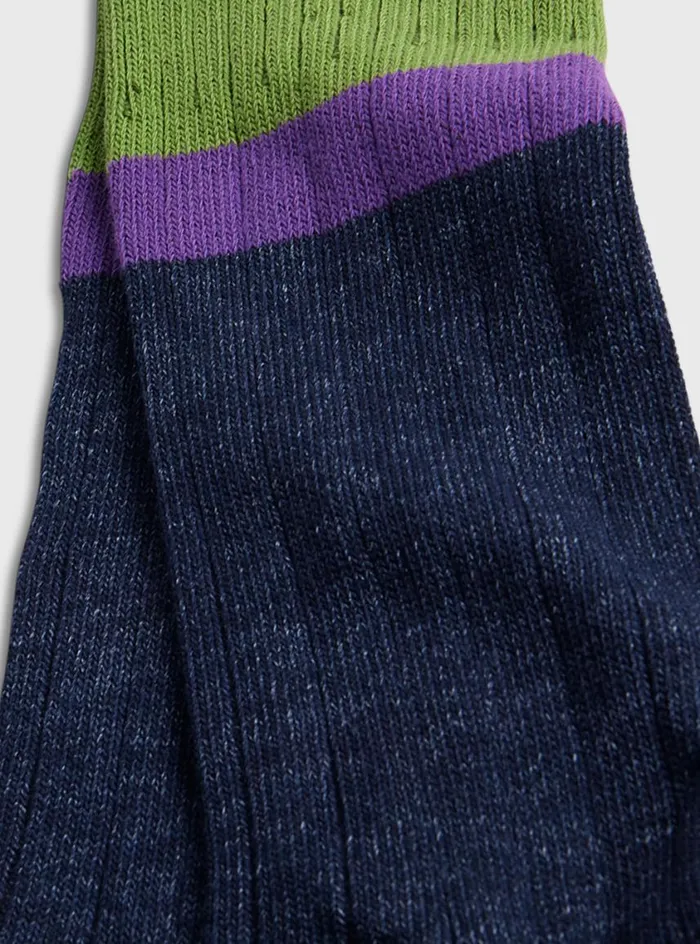 Men Paul Stuart Socks Cotton Denim Melange Sport Sock Lime Green