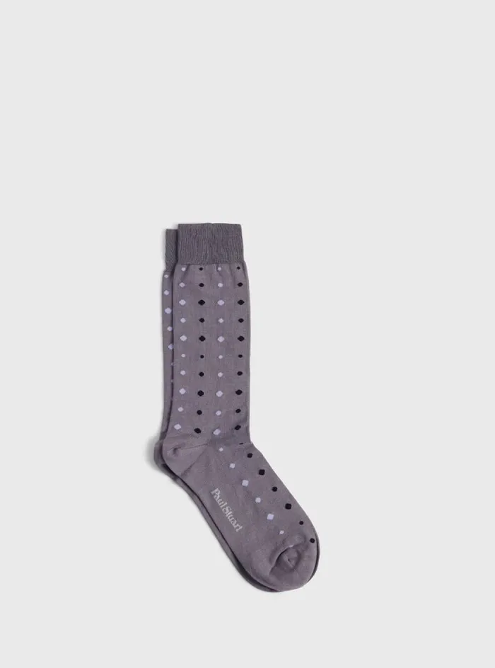 Men Paul Stuart Socks Cotton Dot Sock Light Grey