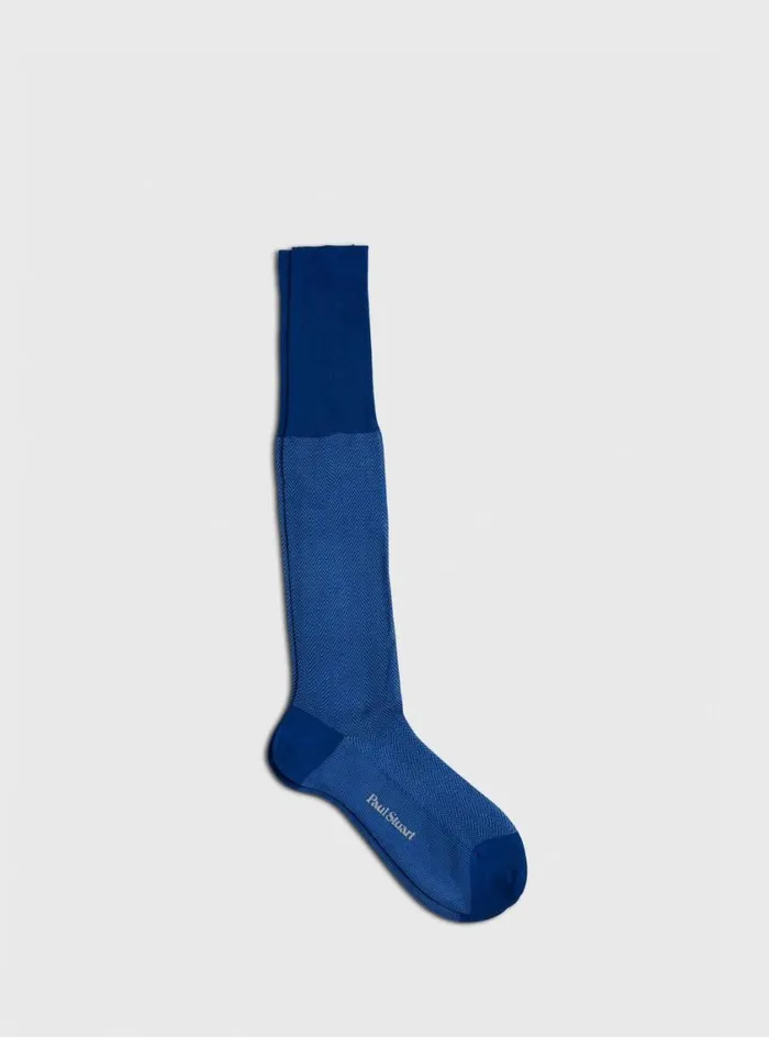 Men Paul Stuart Socks Cotton Herringbone Sock Royal Blue