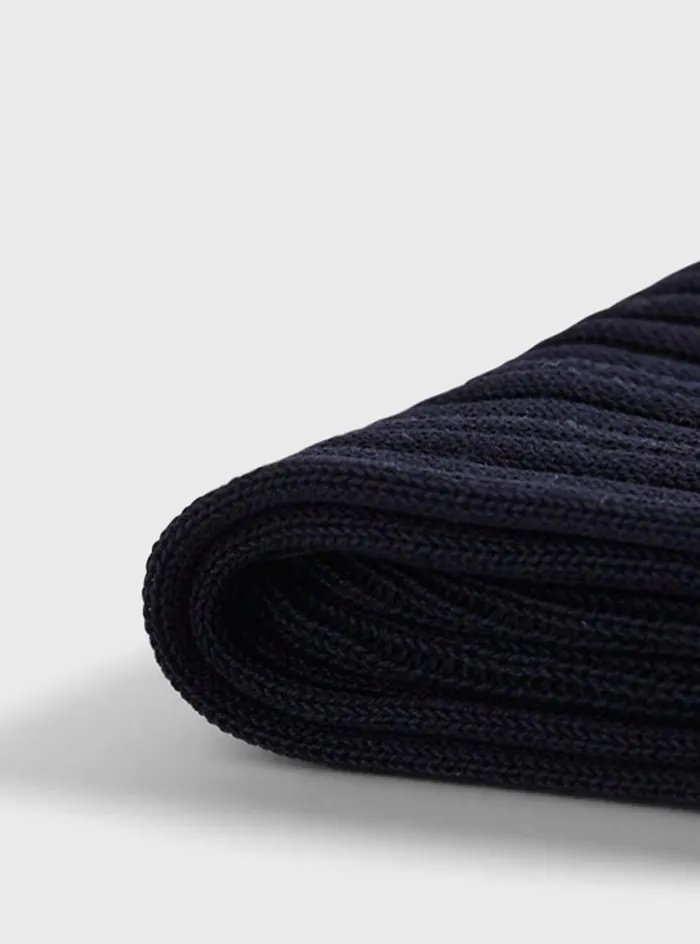 Men Paul Stuart Socks Cotton Ribbed Sock Navy