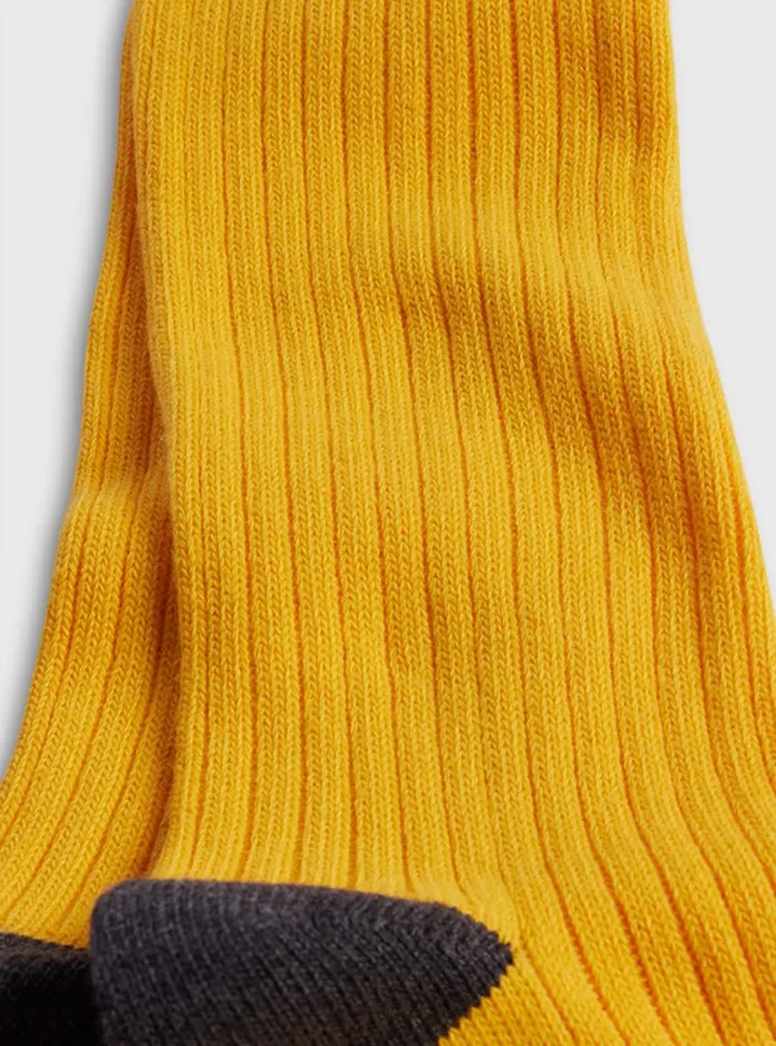Men Paul Stuart Socks Cotton Ribbed Sport Sock Yellow