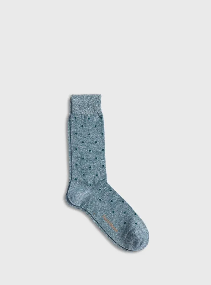 Men Paul Stuart Socks Linen Mlange Dotted Sock Seafoam