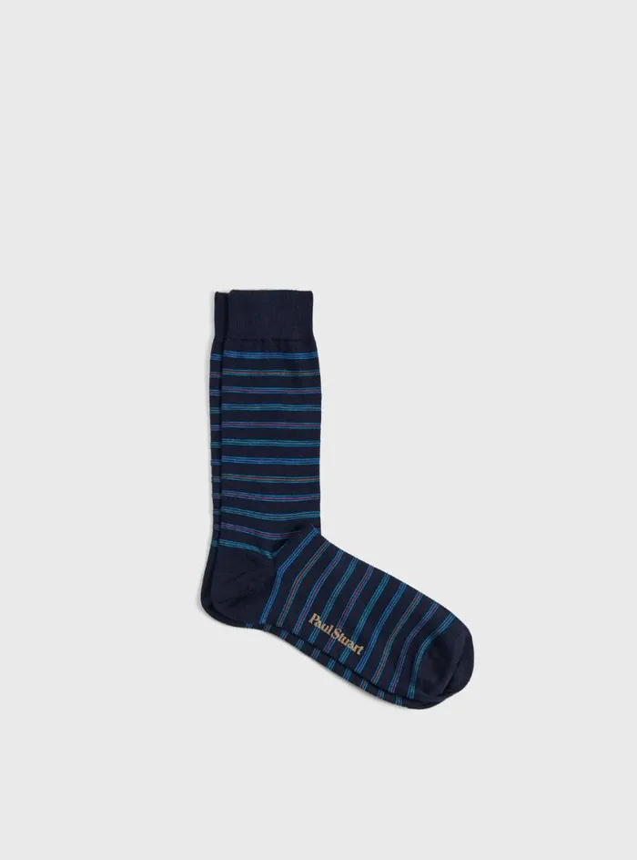 Men Paul Stuart Socks Multicolor Stripe Sock Navy