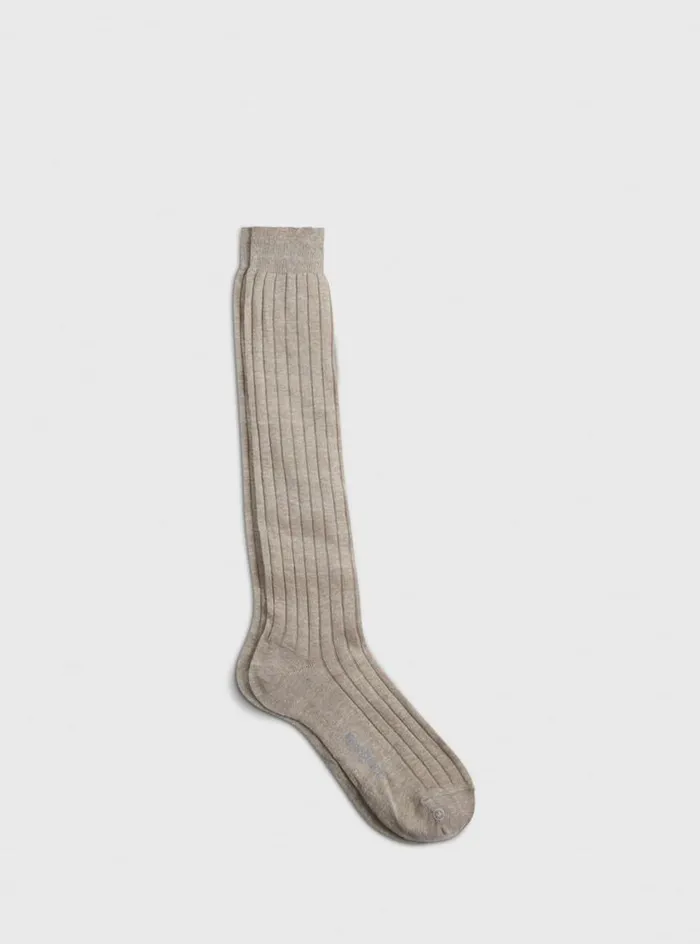 Men Paul Stuart Socks Ribbed Linen Sock Tan