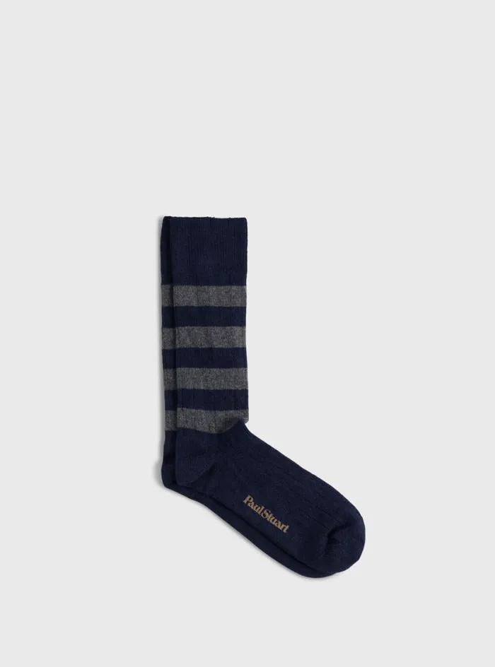 Men Paul Stuart Socks Rugby Stripe Sock Navygrey