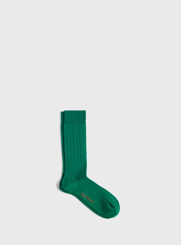 Men Paul Stuart Socks Sea Island Cotton Solid Color Sock Green