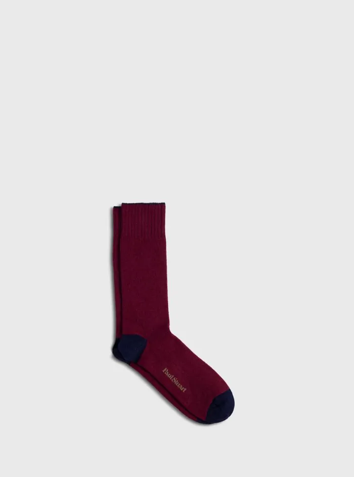 Men Paul Stuart Socks Solid Color Sock Red