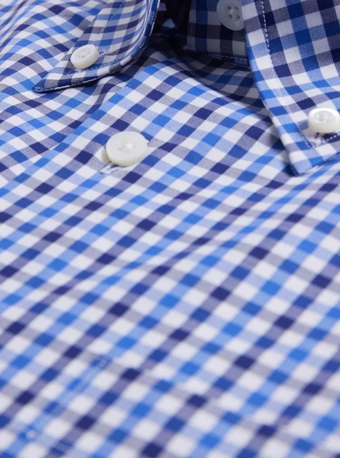 Men Paul Stuart Sport Shirts Cotton Check Sport Shirt Blue