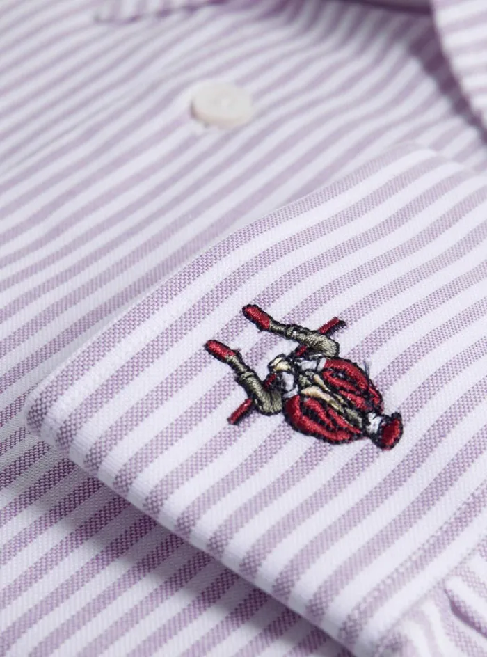 Men Paul Stuart Sport Shirts Cotton Oxford Striped Sport Shirt Lavender