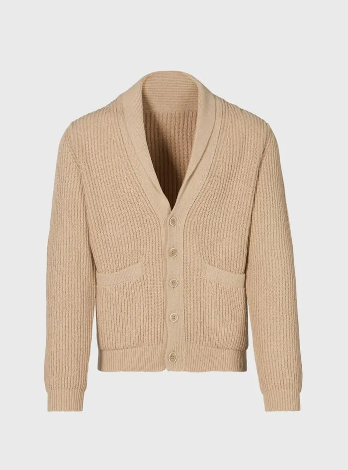 Men Paul Stuart Sweaters Button Front Cardigan Tan