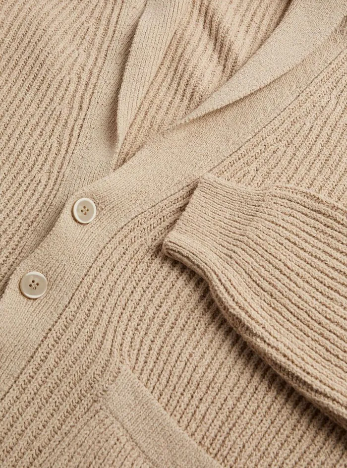 Men Paul Stuart Sweaters Button Front Cardigan Tan