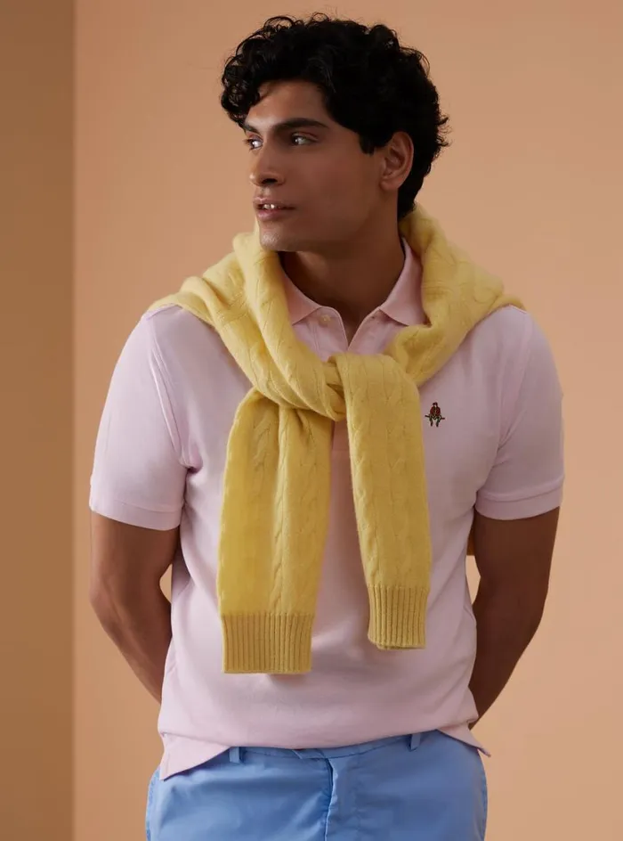Men Paul Stuart Sweaters Cotton Piqu Logo Polo Light Pink