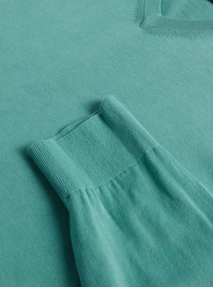Men Paul Stuart Sweaters Fine Gauge Cotton VNeck Sweater Sage