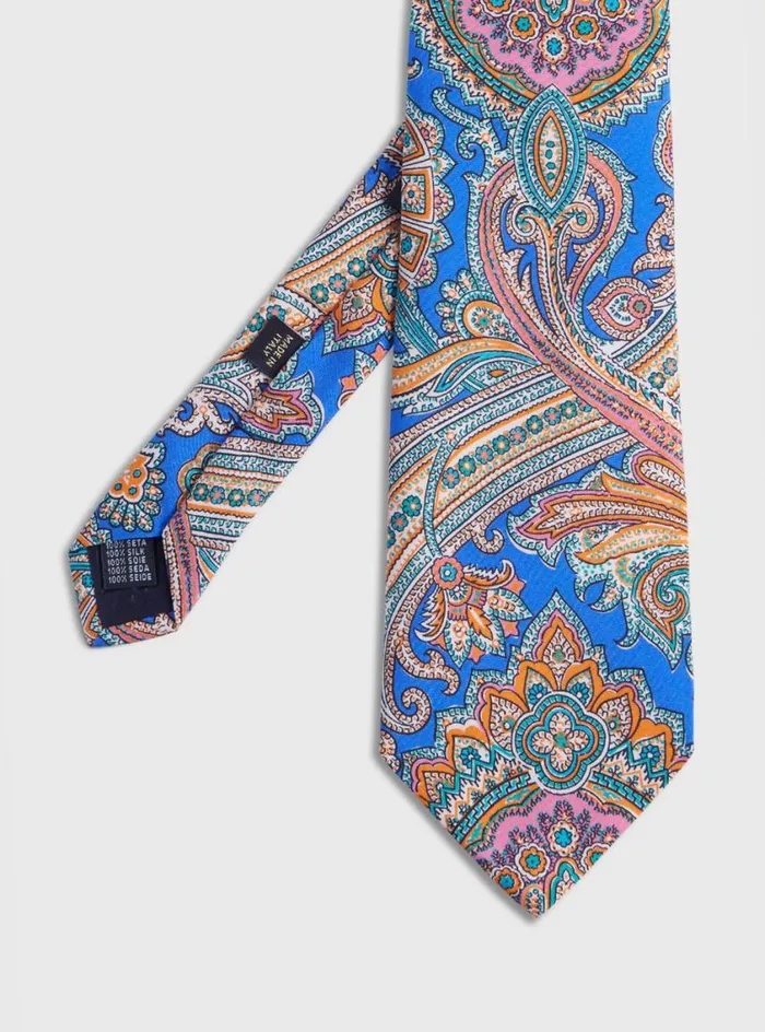 Men Paul Stuart Ties Silk Twill Paisley Print Tie Indigo