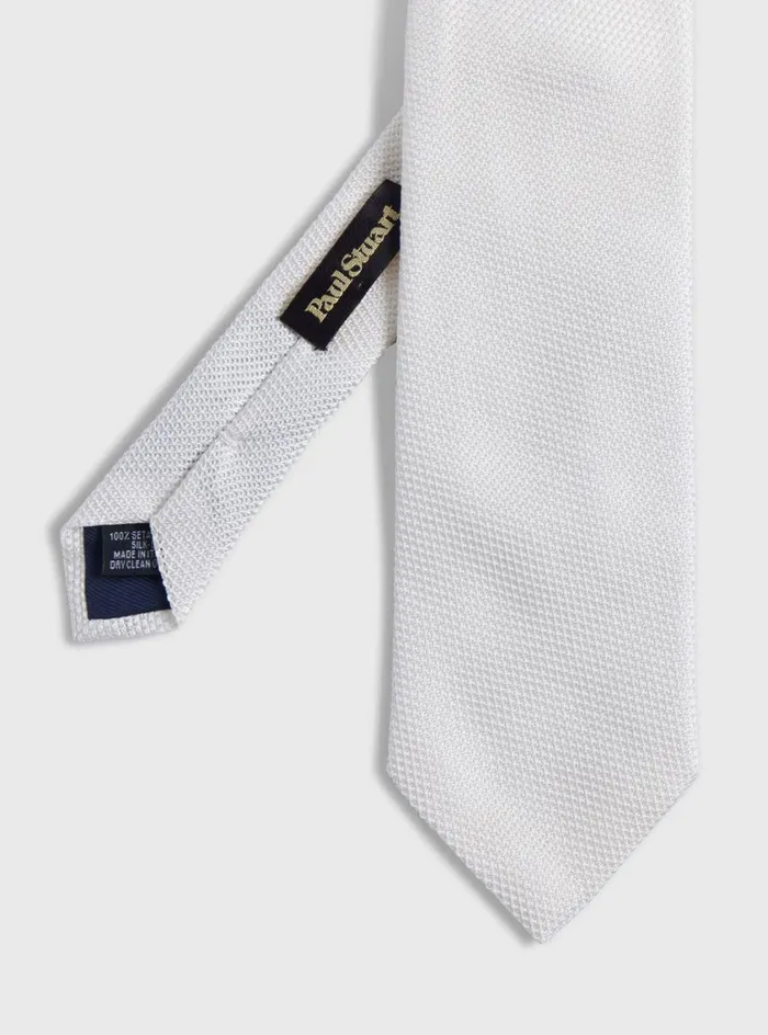 Men Paul Stuart Ties Solid Silk Garza Tie White