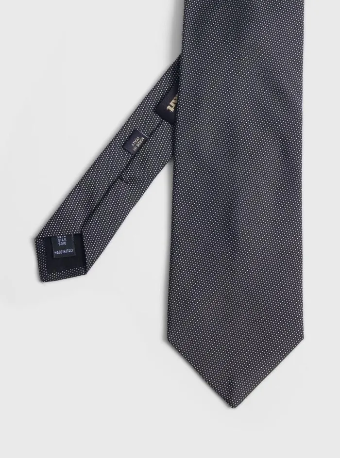 Men Paul Stuart Ties Woven Silk Micro Dot Tie Black