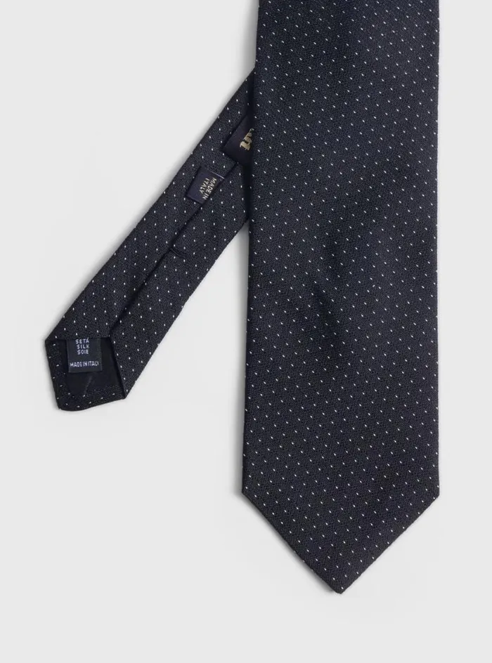 Men Paul Stuart Ties Woven Silk Micro Pattern Tie Black