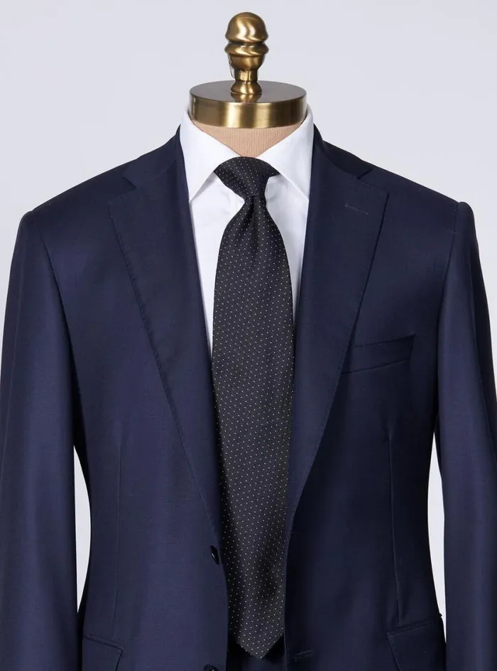 Men Paul Stuart Ties Woven Silk Micro Pattern Tie Black