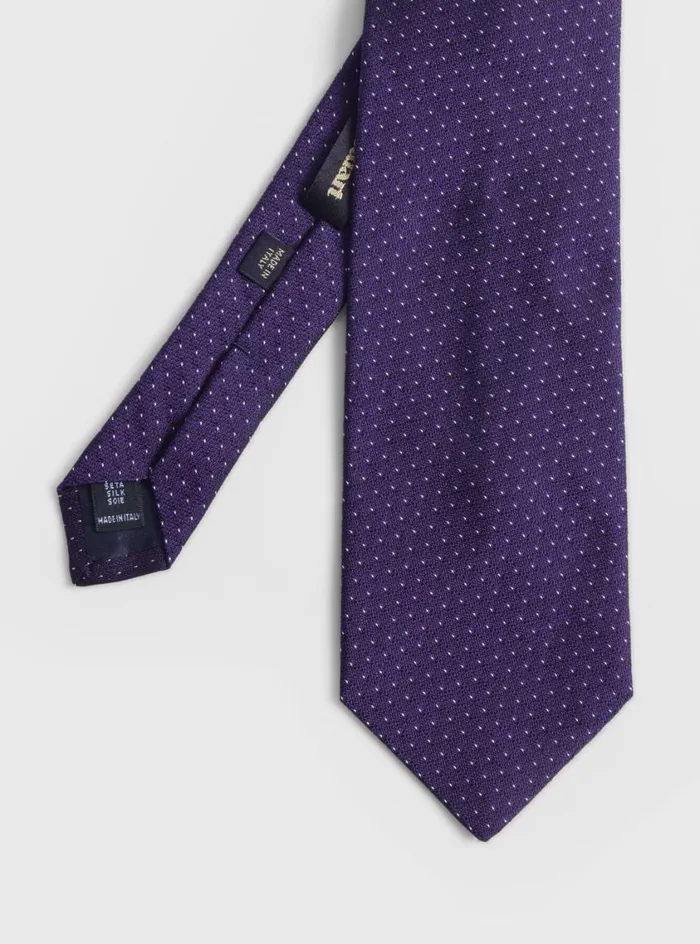 Men Paul Stuart Ties Woven Silk Micro Pattern Tie Purple