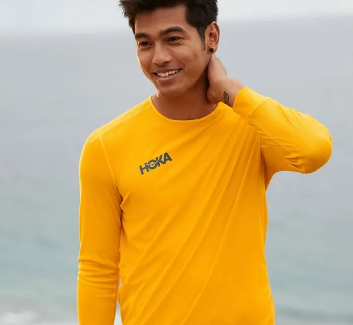 Men Performance 34 Sleeve Saffron HOKA ONE ONE Tops