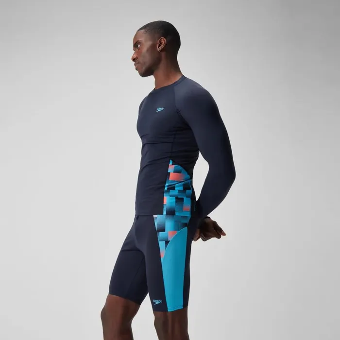 Men Rash Vests Speedo Men039s Endurance Splice Rash Top NavyBlue