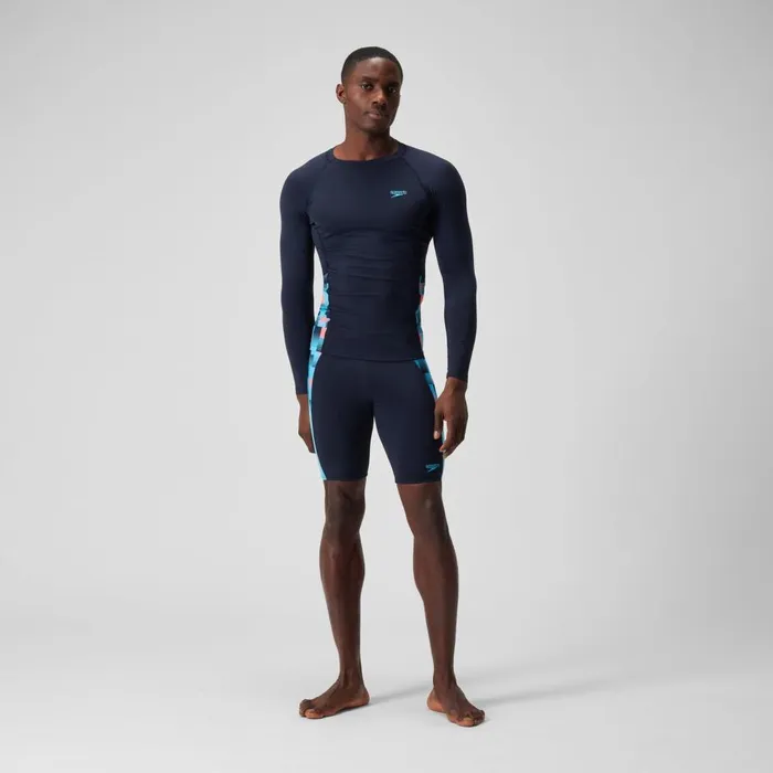 Men Rash Vests Speedo Men039s Endurance Splice Rash Top NavyBlue