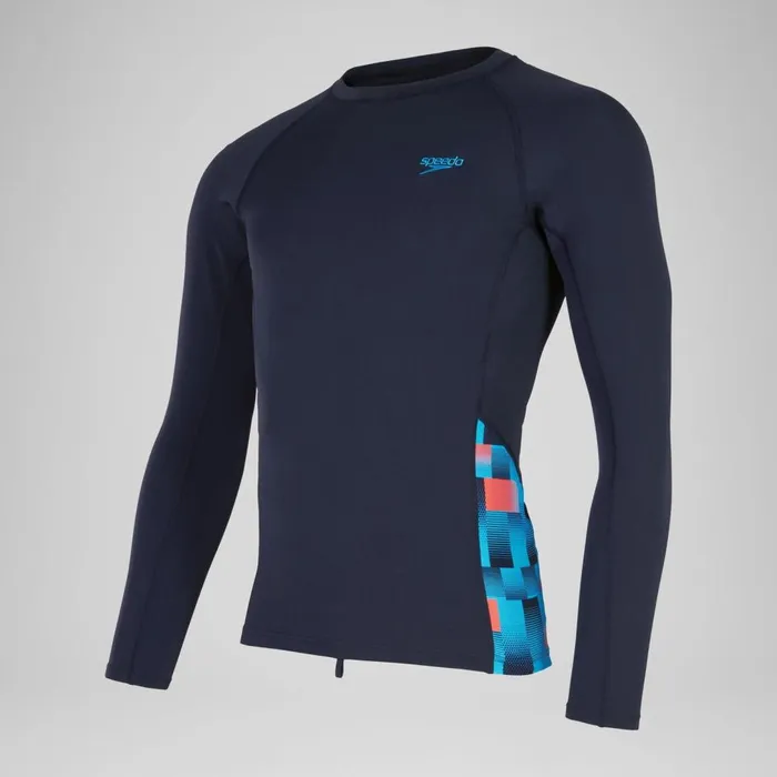 Men Rash Vests Speedo Men039s Endurance Splice Rash Top NavyBlue