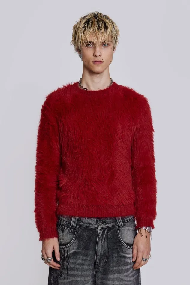 Men Red Ominous Knit Jumper Jaded London Knitwear