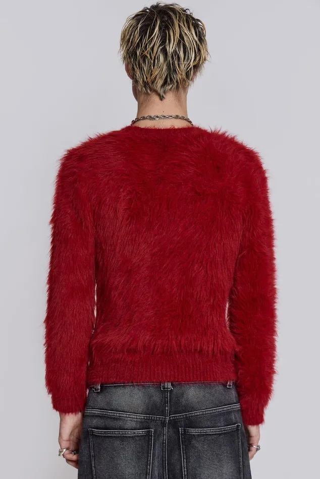 Men Red Ominous Knit Jumper Jaded London Knitwear