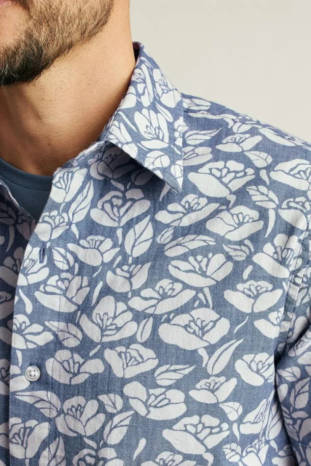 Men Riviera Short Sleeve Shirt Chambray Goodman Floral Bonobos Casual Shirts
