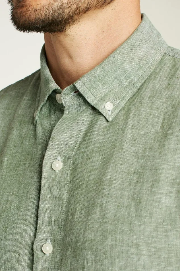 Men Riviera Short Sleeve Shirt Green Juice Linen Bonobos Casual Shirts