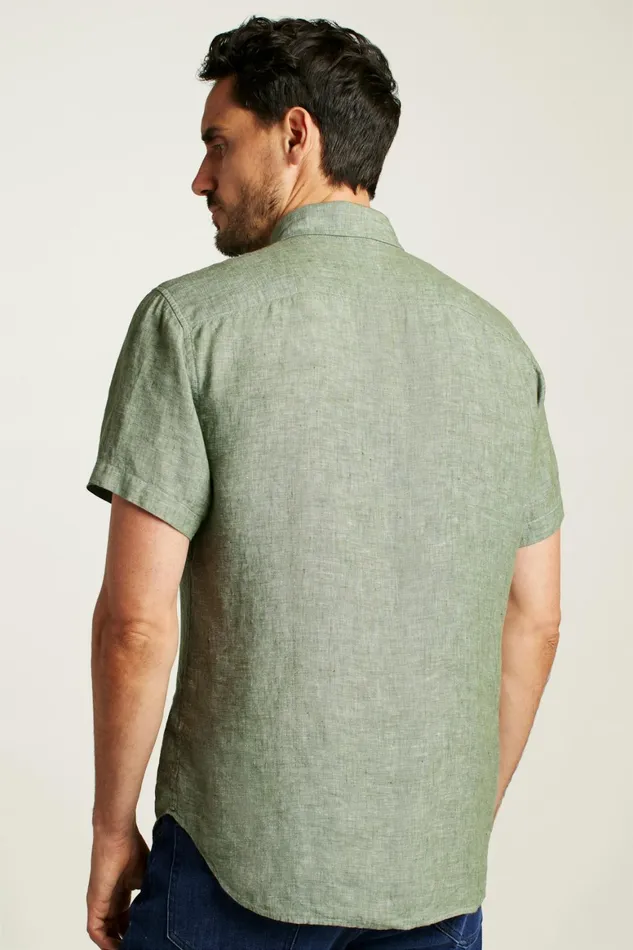Men Riviera Short Sleeve Shirt Green Juice Linen Bonobos Casual Shirts
