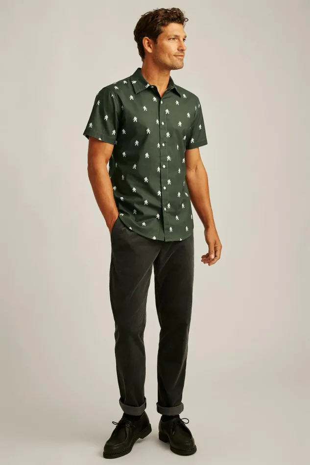 Men Riviera Short Sleeve Shirt Green Yeti Or Not Bonobos Casual Shirts