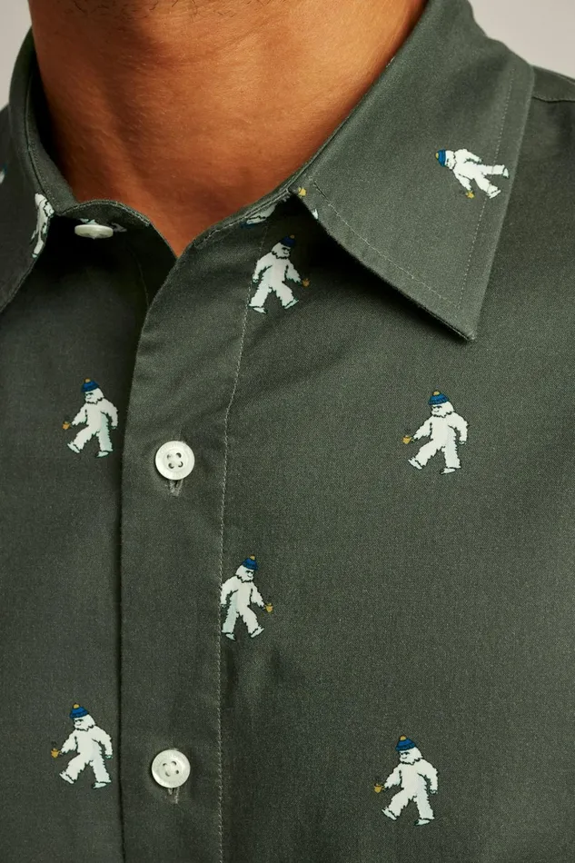 Men Riviera Short Sleeve Shirt Green Yeti Or Not Bonobos Casual Shirts