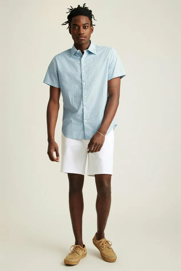 Men Riviera Short Sleeve Shirt Light Blue Prism Geo Bonobos Casual Shirts