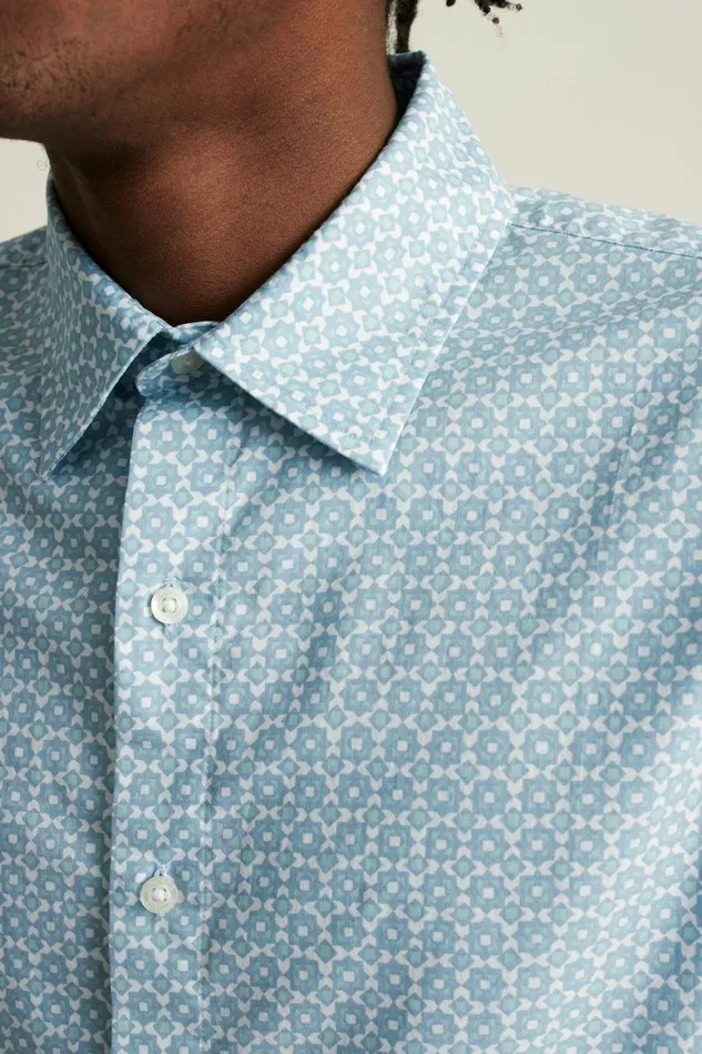 Men Riviera Short Sleeve Shirt Light Blue Prism Geo Bonobos Casual Shirts