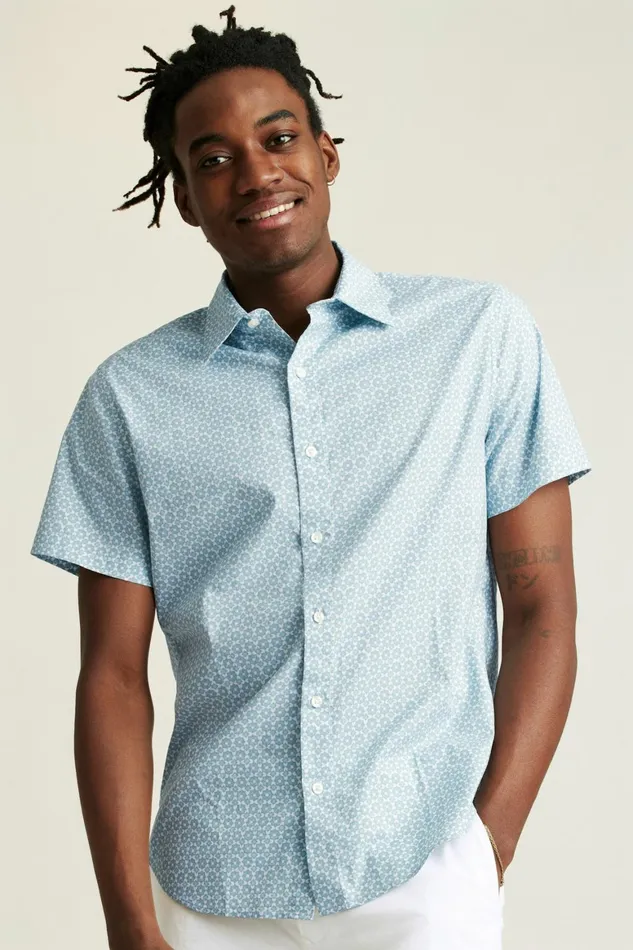 Men Riviera Short Sleeve Shirt Light Blue Prism Geo Bonobos Casual Shirts