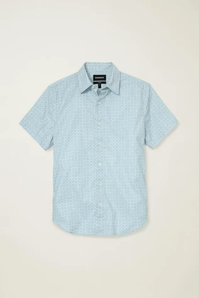 Men Riviera Short Sleeve Shirt Light Blue Prism Geo Bonobos Casual Shirts