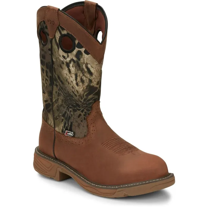 MEN Rush 11034 Camo Waterproof Work Boot Barley Woodlands Justin Boots Work