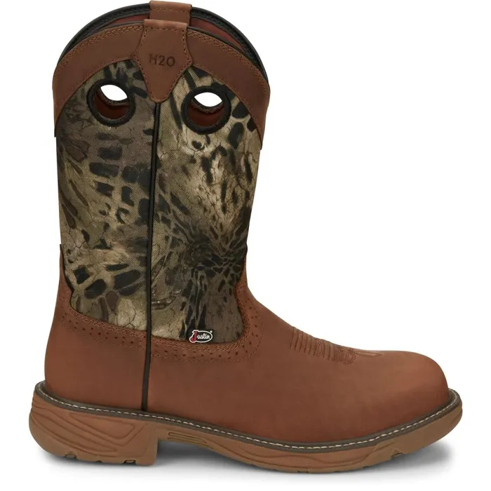 MEN Rush 11034 Camo Waterproof Work Boot Barley Woodlands Justin Boots Work