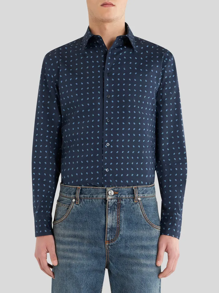 Men Shirt With Micro Paisley Patterns Etro Shirts