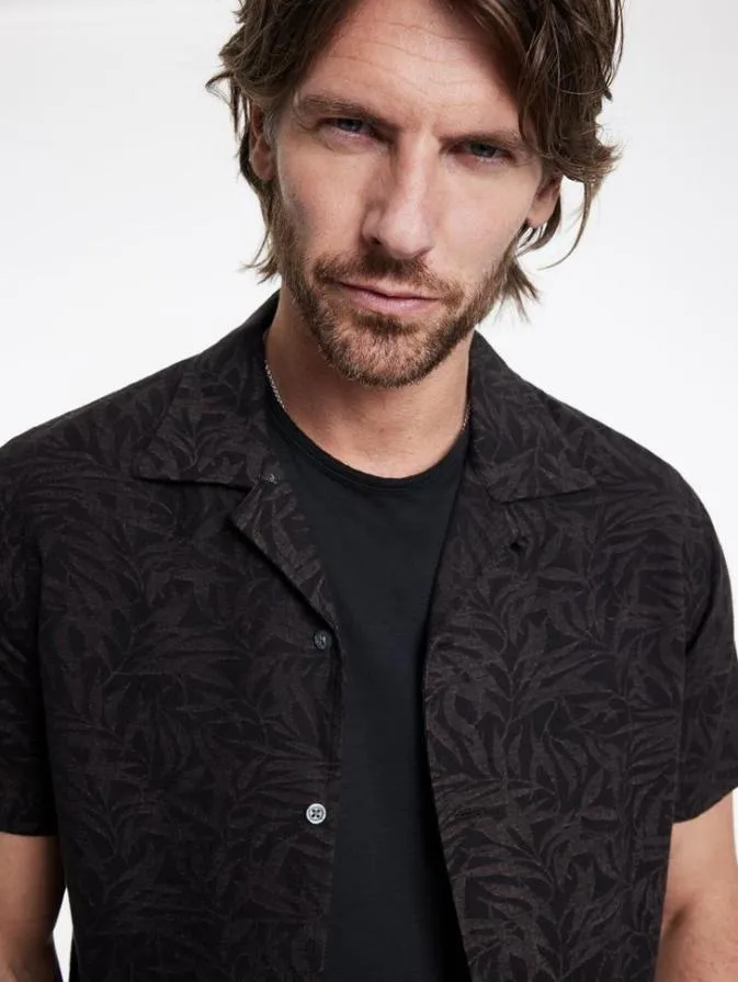 Men Shirts John Varvatos DANNY CAMP SHIRT Charcoal