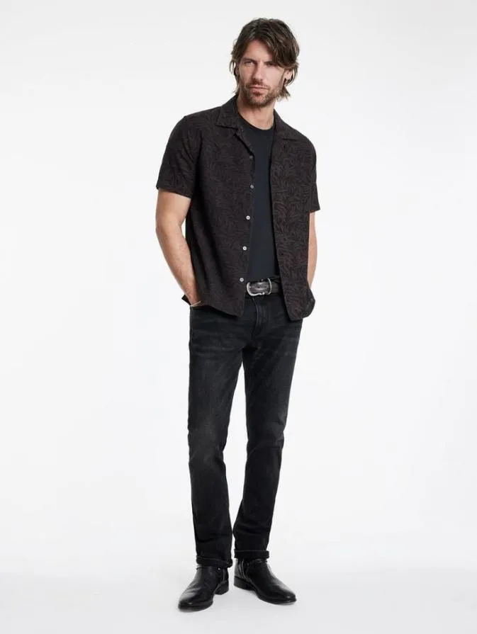 Men Shirts John Varvatos DANNY CAMP SHIRT Charcoal