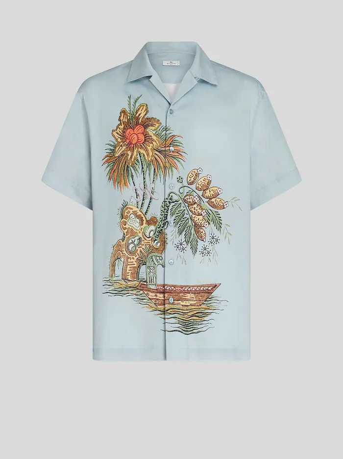 Men ShortSleeved Printed Cotton Shirt Etro Shirts